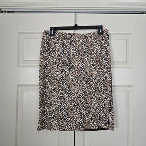 Adrianna Papell Beige and Black Career Pencil Skirt